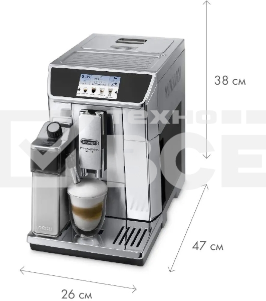 Кофемашина автоматическая DeLonghi ECAM650.75.MS металлик/черный, исп. кофе - молотый/зерновой, 2 л, 1450 Вт, 19 Бар.