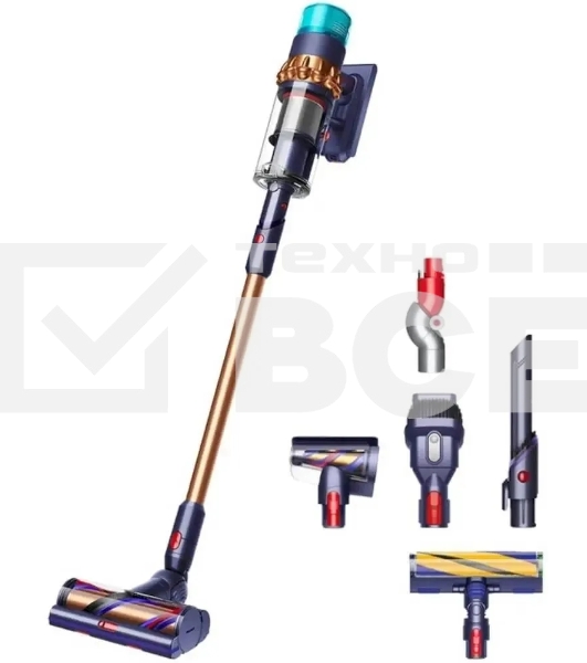 Пылесос вертикальный Dyson SV23 GEN5 DT ABS (447002-01) желтый/синий, питание от аккумулятора, 262 Вт, уборка сухая, пылесборник 0.77 л, работа от АКБ max 70 мин.