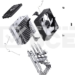 Кулер для процессора JONSBO CR-1400 EVO ARGb (180W, 4-pin PWM, 130мм, Al/Cu, 4x6мм, ARGb, 1x92мм, 38.2CFM, 33.8dBA, 2200RPM, S: 1700/1200/115X, AM4/AM5 черный), фото2