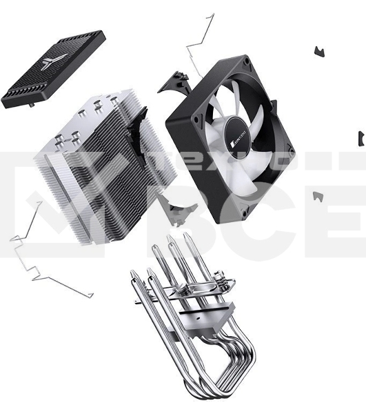 Кулер для процессора JONSBO CR-1400 EVO ARGb (180W, 4-pin PWM, 130мм, Al/Cu, 4x6мм, ARGb, 1x92мм, 38.2CFM, 33.8dBA, 2200RPM, S: 1700/1200/115X, AM4/AM5 черный)