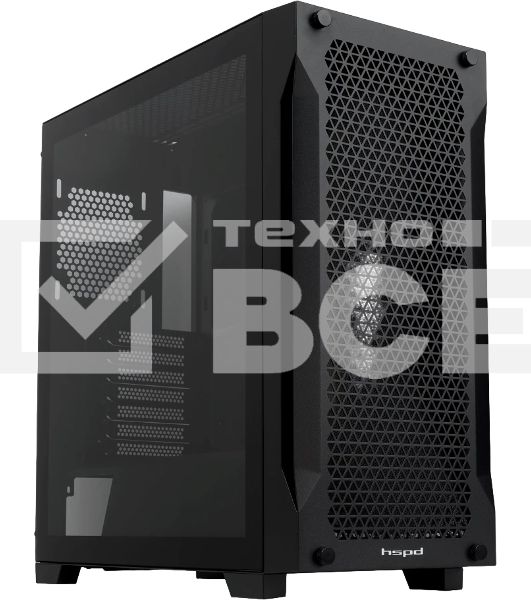Компьютерный корпус без блока питания Case HSPD M541, Mesh Mid Tower, черный, TG, 0.7 SPCC, no fans, ATX, mATX, mITX, 170/405/210мм, 2x2.5
