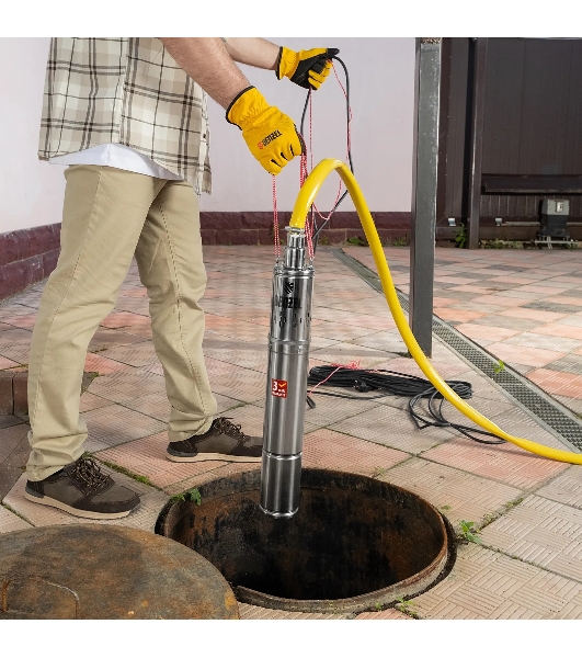 Скважинный насос Denzel DWS-3,5-100 винтовой, диаметр 3,5', 800 Вт, 1700 л/ч, напор 100 м