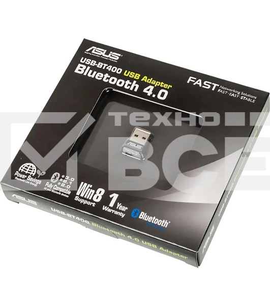 Сетевой адаптер Bluetooth ASUS USB-BT400 USB 2.0, 3 Мбит/с,  радиус 10 м