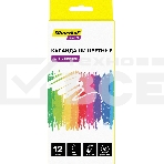 Карандаши цветные Silwerhof Create 3мм, шестигранный профиль, пластик, ассорти, 12 цветов, коробка с европодвесом ластик, фото 1