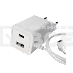 Сетевое зарядное устройство Maxvi A304T Type-C\USB 3A 15W + литой кабель Type-C 1.2м, белый, фото 1