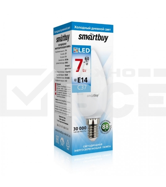 Лампа светодиодная Smartbuy 7W/6000/E14 (SBL-C37-07-60K-E14)