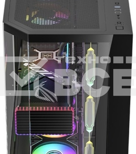 Компьютерный корпус Formula V Line Crystal Z6 Black, ATX, Left & Front & Bevel side Tempered Glass, TYPE-C*1, USB3.0*2