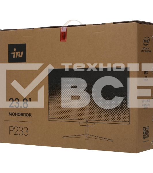 Моноблок IRU P233 23.8' Full HD i3 1220P (3.3) 16Gb SSD 512Gb CR Windows 11 Pro 64 GbitEth WiFi BT 90W Cam черный 1920x1080