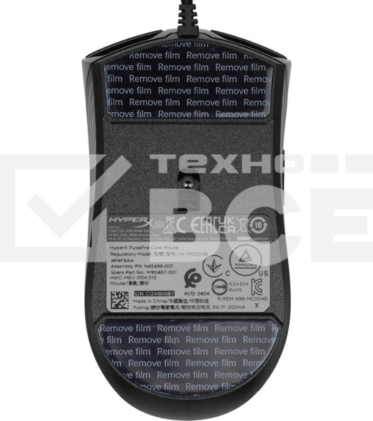 Мышь проводная HyperX Pulsfire Core черный, 6200 dpi, USB, кнопки - 7