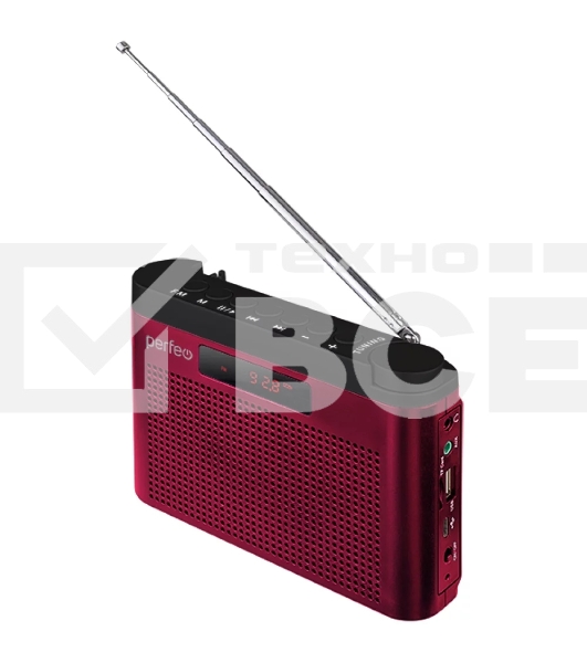 Радиоприемник Perfeo цифровой ТАЙГА FM+ 66-108МГц/ MP3/ встроенный аккум,USB/ бордовый (I70RED) PF_C4940