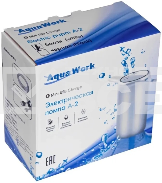 Помпа для 19л бутыли Aqua Work A2 электрический белый картон
