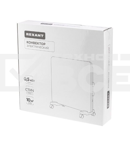 Конвектор Rexant 60-0126 белый, 500 Вт, 10 м2, термостат