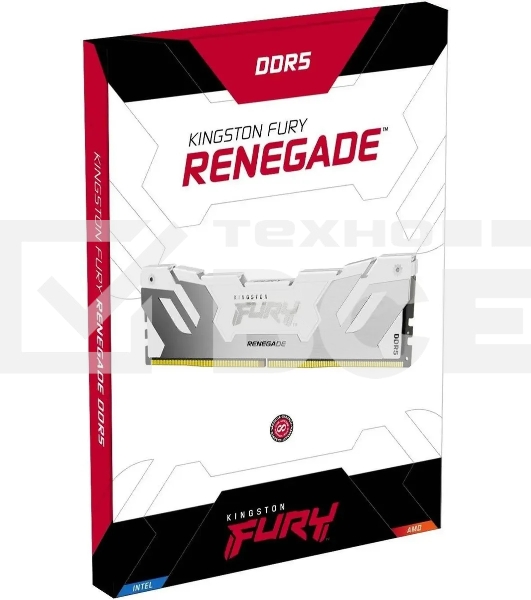 Оперативная память Kingston Fury Renegade, DDR5, 16GB (1x16GB), 6800MHz, CL36, с радиатором, RGB, белый