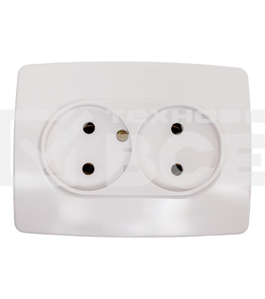 Розетка ЭРА 2X2P, 16A-250В, IP20, Эра12, белый (10/100/1600)