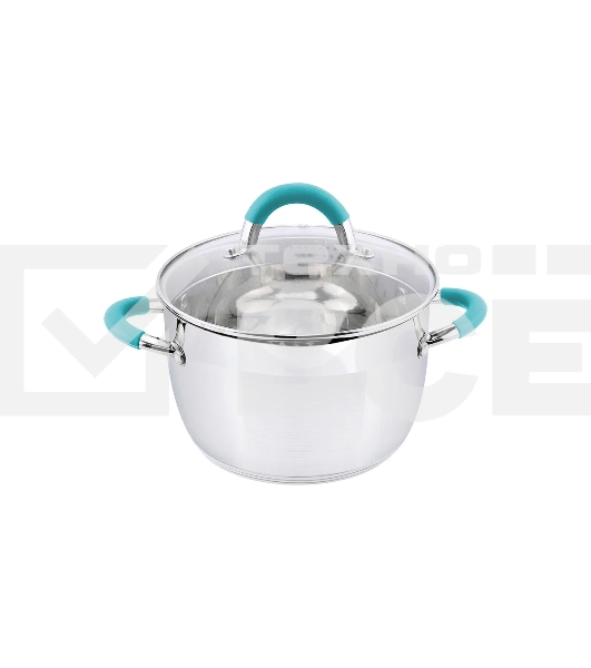 Кастрюля MALLONY BRAVO нержавеющая сталь, со стеклянной крышкой, 5,1 л, d-22