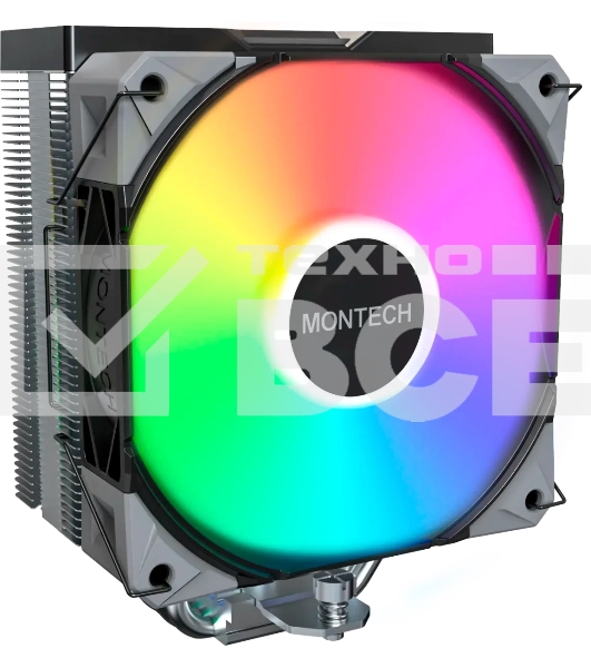 Устройство охлаждения(кулер) Montech NX400 ARGb Soc-AM5/AM4/1200/1700/1851 черный 4-pin 34.17dB Al+Cu 220W Ret (NX400ARGbBK)