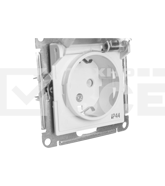 Механизм розетки 1-м СП AtlasDesign AQUA с заземл. защ. шторки с защ. крышкой 16А IP44 белый, SchE ATN440146