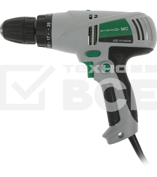 Дрель-шуруповерт сетевой ИНТЕРСКОЛ ДШ-10/260Э2, 260Вт