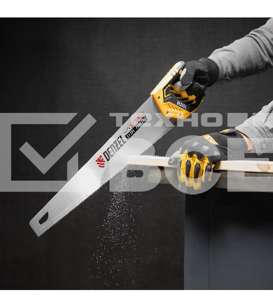 Ножовка по дереву Denzel 500 мм, 11 TPI, зуб 3D, двухкомпонентная рукоятка