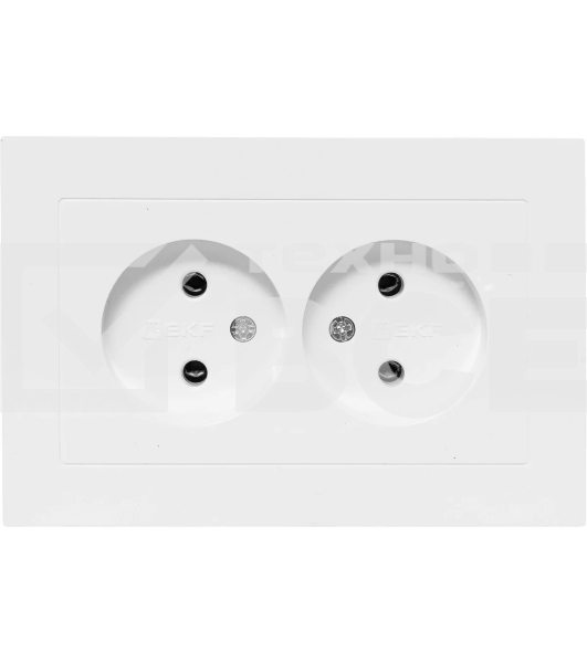 Розетка 2-м EKF UP1-SOW-200 СП Эпика 16А без заземл. без защ. шторок с рамкой механизм бел.