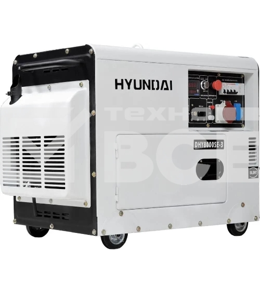 Электрогенератор дизельный Hyundai DHY 8000SE-3, 6.5 кВт, 72.6 дБ, 156 кг