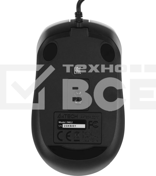 Мышь проводная A4Tech Fstyler FM12 белый/черный, 1200 dpi, USB, кнопки - 3
