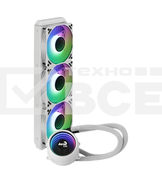 Система водяного охлаждения AeroCool/Formula Mirage L360 белый, 120 мм, алюминий/медь, 1800 об/мин, 26.8 дБ, 4 pin, 550 Вт, 27 мм
