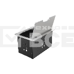Прямоугольный металлический корпус Wize Pro [WRTS-12BOX-S] для модульной системы врезного лючка в стол с откидывающейся крышкой, до12 модулей-вставок, беспроводная зарядка 10Вт для моб.устройств на крышке, преустановленная рамка,серебр., фото3