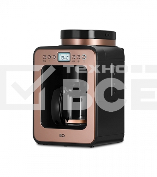 Кофеварка капельная BQ CM7001 Rose Gold-Black со встроенной кофемолкой, исп. кофе - молотый/зерновой, 0.6 л, 600 Вт.