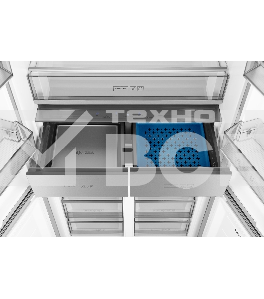 Холодильник Weissgauff WCD 590 NoFrost Inverter Premium Biofresh Blue Glass синий трёхкамерный 359/180 л морозилка снизу