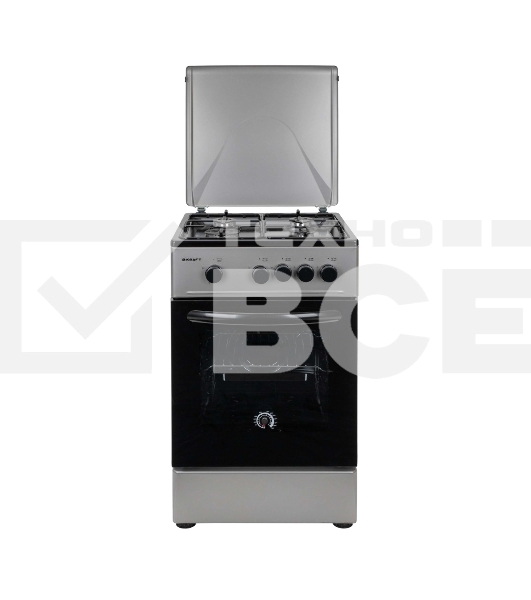 Плита газовая Kraft KF-FSK5301GS серый, конфорок 4 газовых, духовка 58 л, 50 см x 85.5 см x 55.6 см