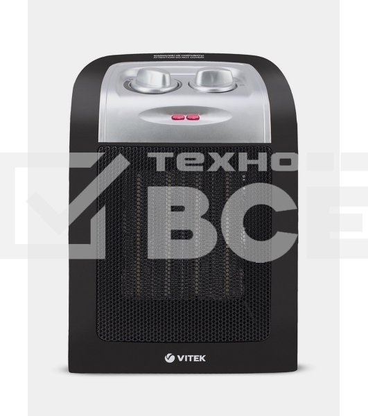 Тепловентилятор Vitek VT-2067 черный/серебристый, 1800 Вт, 15 м2, термостат
