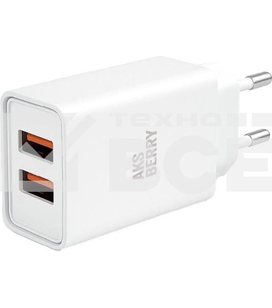 Сетевое зарядное устройство AKSBERRY (6900209800019) T38 2 USB 2.4A, белый