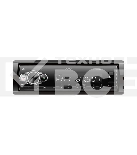 Автомагнитола ACV AVS-916BW, 1 DIN, Bluetooth, USB Type-A, AUX