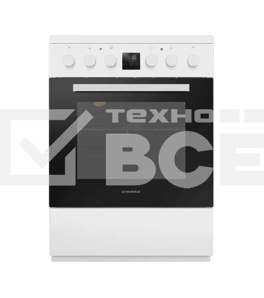 Плита электрическая Maunfeld MEC67CW08TD белый, конфорок 4 шт, духовка 59 л, 60 см x 85 см x 60 см