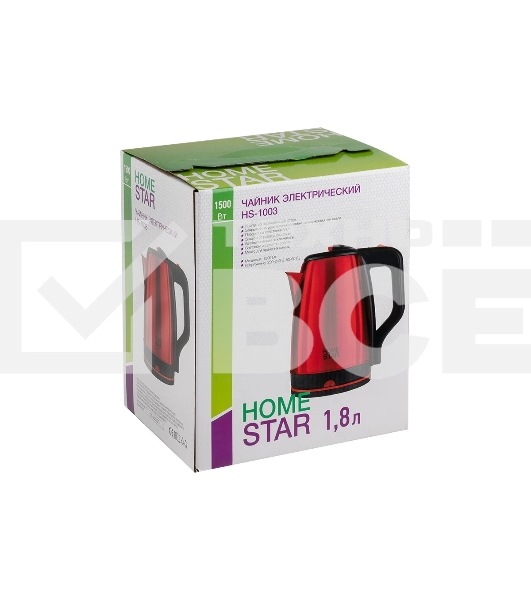 Чайник электрический HOMESTAR HS-1003 красный (107001)