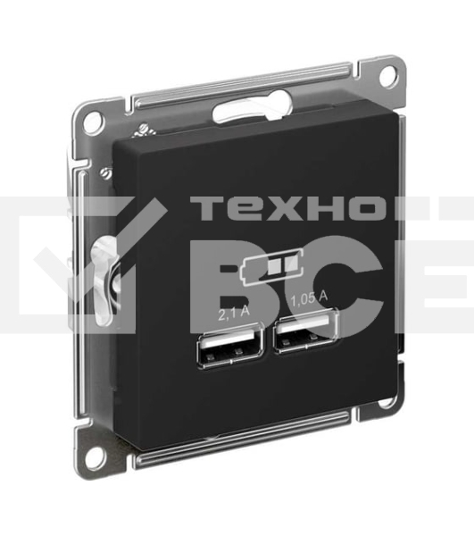 Карбон Розетка USB, 5В, 1 порт x 2,1 А, 2 порта х 1,05 А, механизм ATN001033 Schneider Electric