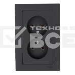 Розетка 2-м AtlasDesign без заземл. 16А в сборе карбон SchE ATN001020, фото 1