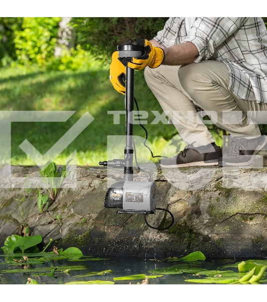 Насос фонтанный Denzel FNP110-34, 112 Вт, подъем 3,4 м, 3400 л/ч, колокольчик/каскад/гейзер