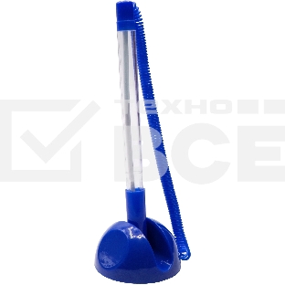 Ручка шариковая Silwerhof Eco синий d=0.7мм, синие чернила, индивмдуальный пакет с европодвесом, на подставке, сменный стержень, линия 0.5мм