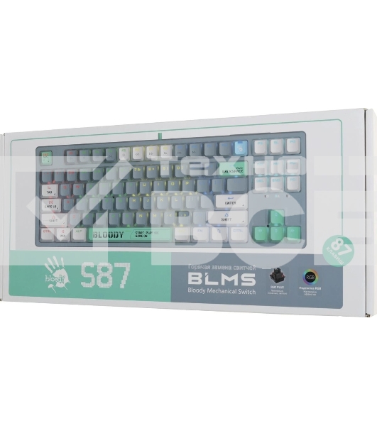 Клавиатура проводная A4Tech Bloody S87 Energy USB серый/зеленый