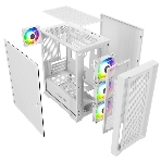 Компьютерный корпус Powercase Alisio Micro X4W V2, Tempered Glass, 4х 120мм ARGB fans, ARGB HUB, белый, mATX (CAMCXW-A4), фото4