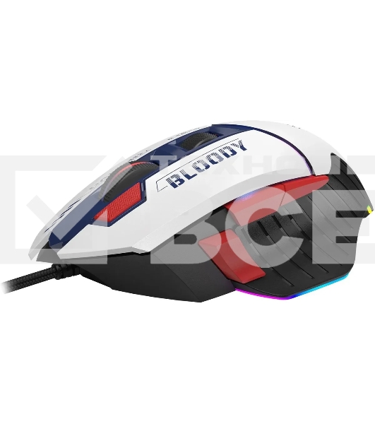 Мышь беспроводная A4Tech Bloody W95 Max Sports синий/белый оптическая (12000dpi) USB (10but)