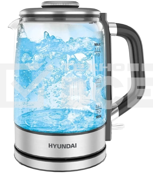 Чайник электрический Hyundai HYK-G5501 1.7 л, 2200 Вт, серебристый/черный