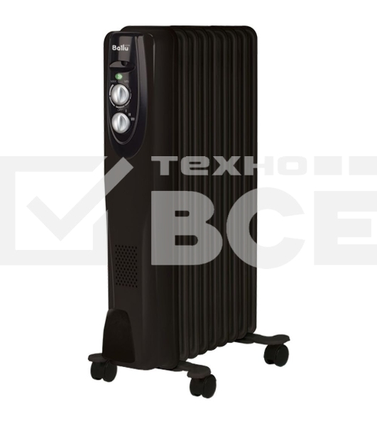 Масляный обогреватель Ballu Classic Black BOH/CL-09BRN 2000 (9 секций) (9 секций), черный, 2000 Вт, 25 м2, термостат