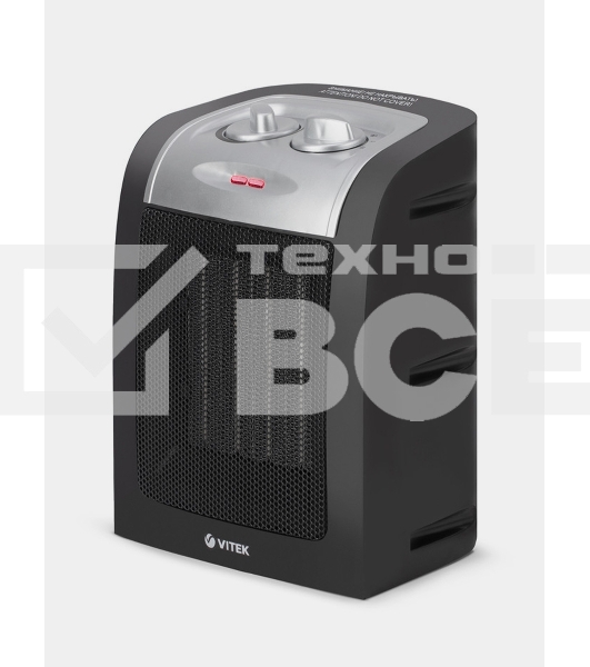 Тепловентилятор Vitek VT-2067 черный/серебристый, 1800 Вт, 15 м2, термостат