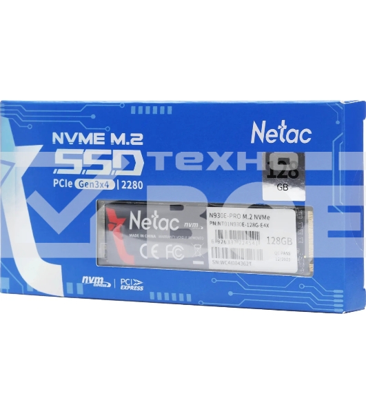 Накопитель SSD Netac N930E Pro, 128GB, PCIe 3.1 x4, M.2 2280, NVMe, R/W 970/650