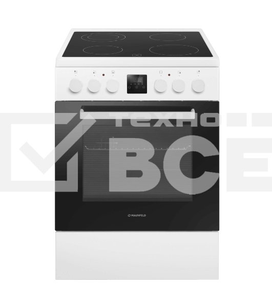 Плита электрическая Maunfeld MEC67CW08TD белый, конфорок 4 шт, духовка 59 л, 60 см x 85 см x 60 см