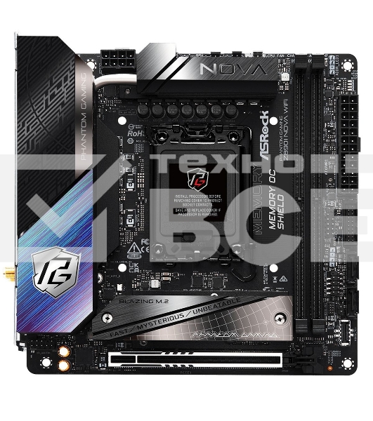 Материнская плата ASRock Z890I Nova WiFi, LGA 1851, Intel Z890, 2xDDR5, 2xSATA, 3xM.2, 1xPCIe 5.0 x16, 2xThunderbolt 4 Type-C, 6xUSB 3.2 Gen2, 2xUSB 3.2 Gen1, 2xUSB 2.0, 1xRJ-45, 1x5Gb LAN, 7.1, Mini-ITX