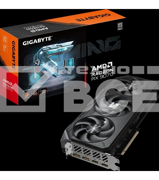 Видеокарта Gigabyte AMD Radeon RX 9070 GAMING OC, PCIe 5.0 16GB GDDR6, 256 bit, 3 x DisplayPort, HDM, GPU 2070 MHz (GV-R9070GAMING OC-16GD)